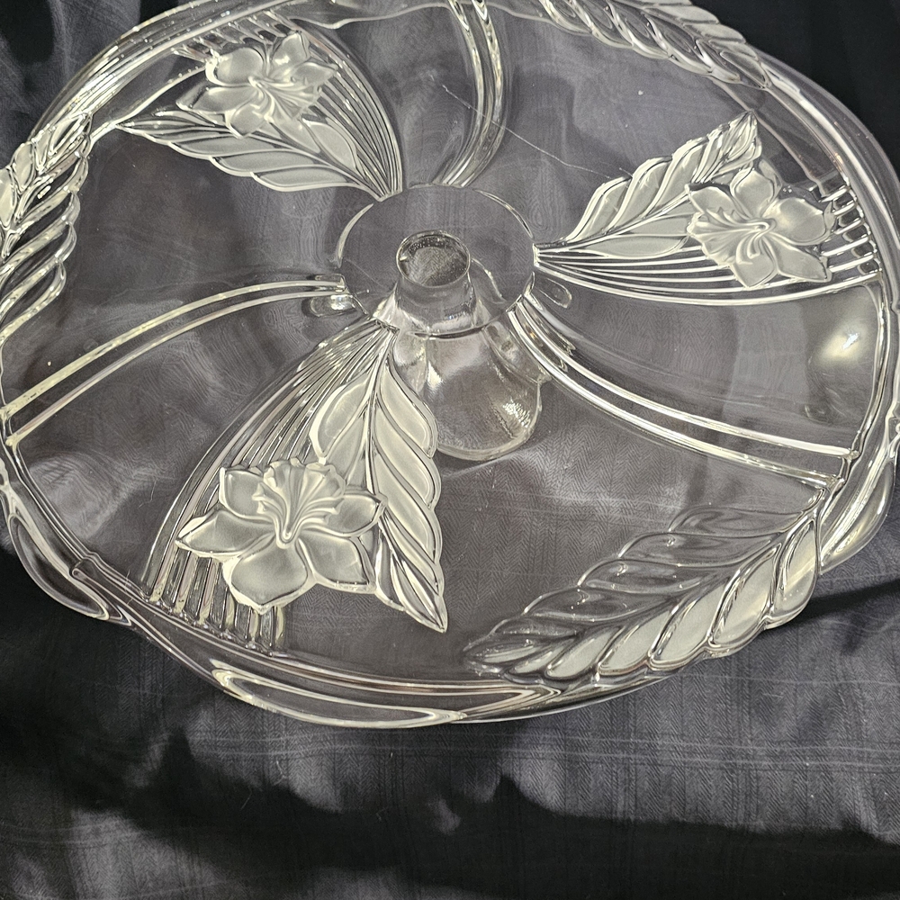 Mikasa Clear Glass Floral Divided Serving Platter